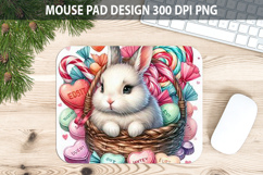 Watercolor Bunny Mouse Pad Sublimation - Valentines PNG Product Image 1