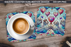 Bear Coaster Sublimation, Valentine Coaster PNG Design Product Image 1