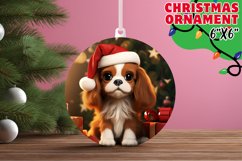 Festive Puppy with Santa Cap 3D Ornament Design Product Image 1