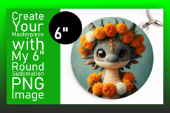 Vibrant Round Design Keychain PNG , Dragon Product Image 1