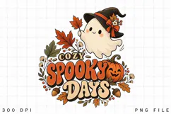 Cozy Spooky Days Ghost Pumpkin PNG, Cute Halloween Witch Product Image 2