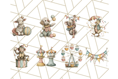 Vintage Carnival Animals Clipart PNG, Retro Circus Elements Product Image 4