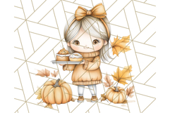 Pumpkin Spice Chibi Girls, Fall Accessories PNG, Cozy Autumn Product Image 4