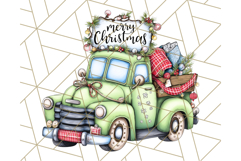 Vintage Christmas Truck Clipart PNG, Retro Holiday Vehicle Product Image 4