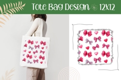 Cartoon Bows Illustration, Cartoon Hearts Tote Bag Design Product Image 1