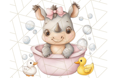 Safari Animal Babies in Bubble Baths, Cute Jungle Animal PNG Product Image 4