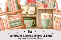 Whimsical Animals Spring Clipart Watercolor png Product Image 1