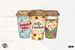 Summer Coffee Cups Png Sublimation - Summer Clipart Product Image 1