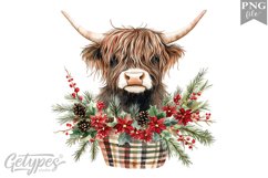 Christmas Highland Cow Clipart - High Quality 300 Dpi Product Image 1