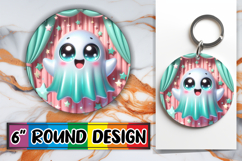 Playful Keychain Circle PNG Design, 3D Cute Ghost Product Image 1