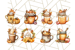 Fall Drink Clipart PNG, Cozy Autumn Cocoa and Latte Art Product Image 4