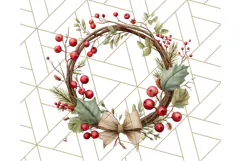 Christmas Wreath Clipart, Holiday Greenery PNG Illustrations Product Image 4