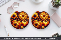 Pumpkin Car Coaster Sublimation| Halloween Coaster PNG Product Image 1