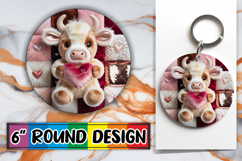 Joyful Circle Keychain Sublimation, Valenines Animals Product Image 1