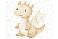 Watercolor Baby Dragon Clipart, Cute Nursery Fantasy PNG Product Image 2