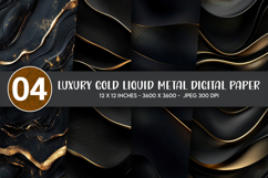 Luxury Gold Liquid Metal Digital Paper Product Image 1