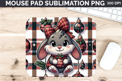 Watercolor Rabbit Mouse Pad Sublimation - Christmas PNG Product Image 1