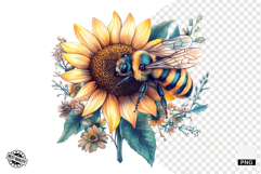 Summer Bees &amp; Sunflowers PNG - Summer Clipart Product Image 1