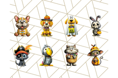 Halloween Animals in Costumes Clipart PNG, Cute Pets Art Product Image 4