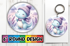 Cozy Keychain Round Design PNG, Cute Dino Product Image 1