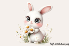 Cute Animals Daisy Flowers Clipart Product Image 1