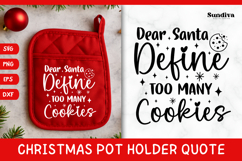 Christmas Pot Holder Quote SVG | Define Too Many Cookies Product Image 1