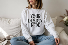 White Gildan 18000 Sweatshirt Model Mockups Product Image 1