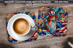 Dog Coaster Sublimation, 4th Of July Coaster PNG Product Image 1