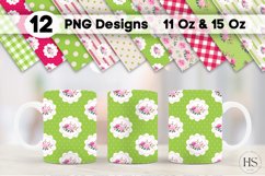 12 Shabby Chic Flowers Mug Sublimation PNG Bundle, Mug Wrap Product Image 1