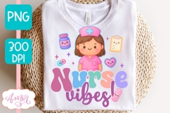 Nurse vibes PNG for Sublimation, Cute Nurse shirt PNG Product Image 2
