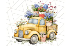 Floral Farm Truck Clipart, Cottagecore Country Truck Png Product Image 4