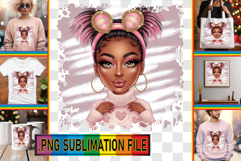 Elegant TOTE BAG Designs PNG, Afro Girl Product Image 1