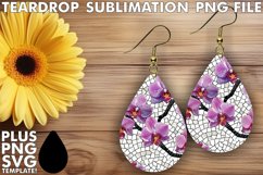 Stylish Teardrop Earrings with Floral Designs - Sublimation Product Image 1