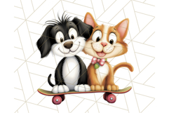 Dog and Cat Friends PNG, Cute Pet Clipart, Funny Animal Art Product Image 4