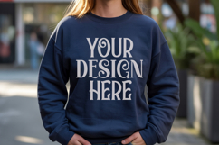 Navy Gildan 18000 Mockup, Sweatshirt Crewneck Mockups Product Image 1