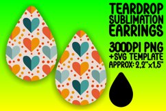 Creative Teardrop Earrings PNG for Sublimation , Heart Product Image 1