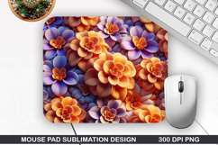 3D Flowers Mouse Pad Sublimation, Flowers Mouse Pad PNG Product Image 1