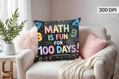 100 days of school Pillow Design, Teacher PNG Sublimation Product Image 1