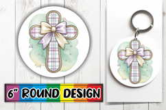 Enchanted Round Keychains PNG, Cross and Bow Product Image 1