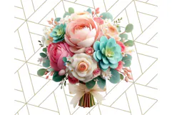 Pastel Flower Bouquet PNG Clipart, Elegant Floral Art Product Image 4