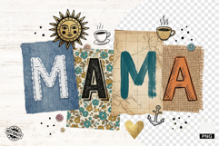 Mother's Day Mama Collage PNG Sublimation Product Image 1