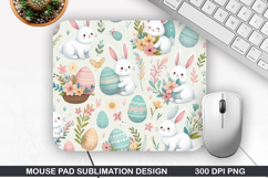 Bunny Mouse Pad Sublimation, Easter Bunny Mouse Pad PNG Product Image 1