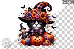 Halloween Cat Flowers Sublimation - Clipart PNG Design Product Image 1