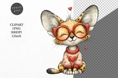 Serval Clipart, Valentines Day Clipart, Whimsical Clipart, Product Image 1