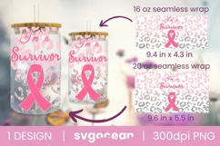 Leopard Breast Cancer Glass Can | PNG | 16 Oz | 20 Oz Libbey Product Image 2