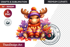 Cute Autumn thanksgiving Baby animal and Pumpkin PNG clipart Product Image 1