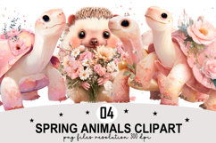 Spring Animals Clipart Watercolor Clipart png Product Image 1