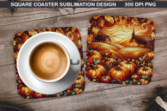 Pumpkin Coaster Sublimation, Halloween Coaster PNG Design Product Image 1