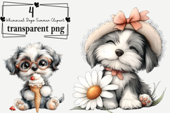 Whimsical Dogs Summer Clipart Watercolor PNG Product Image 1