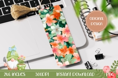 Printable Glitter Bookmark PNG, Pink Flowers Bookmark Design Product Image 1